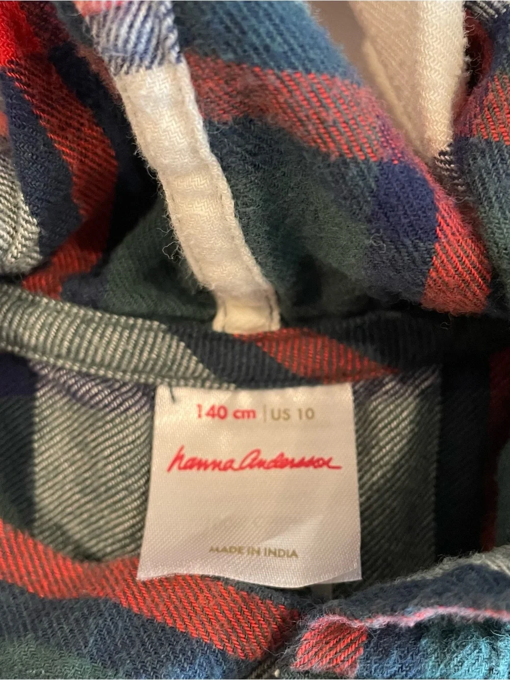 Hanna Andersson Flannel Hooded Button Up Shirt - Size 10